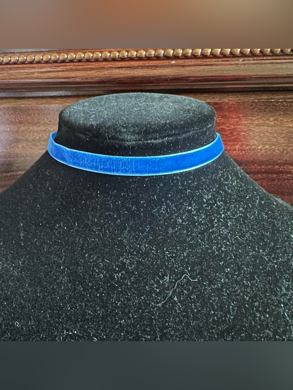 Blue velvet choker necklace.